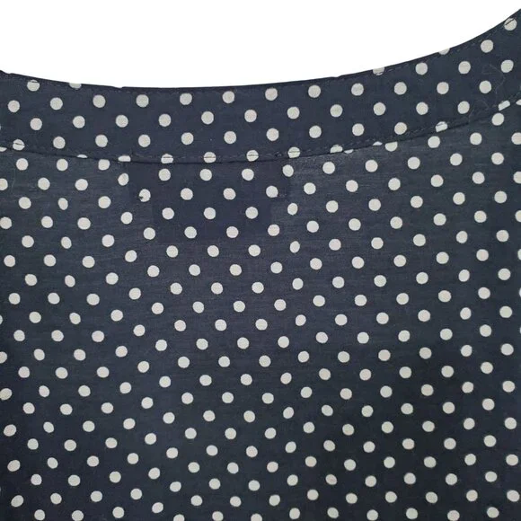 Van Heusen Womens XL Top Polka Dot Bell Sleeve Blouse Rayon Blend V Neck Blue - Picture 8 of 11